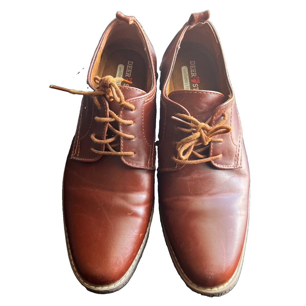 Deer Stags Mens Big Kids Zander Lace-Up Dress Shoes Oxford Redwood Brown Size 7